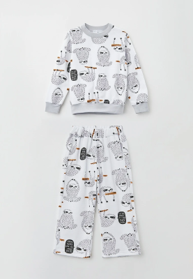 Пижама Грей теплая с брюками принт ленивцы