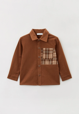 Рубашка коричневая с карманом для мальчика