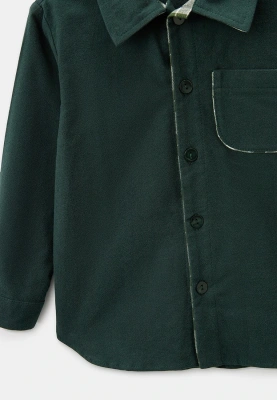 Рубашка с отложным воротником из фланели темно-зеленого цвета 