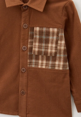Рубашка коричневая с карманом для мальчика