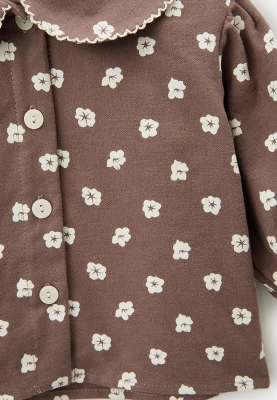 Блузка для малышей из фланели с круглым воротником 