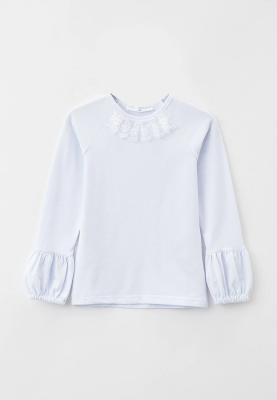 Лонгслив школьный белого цвета с кружевом на горловине 