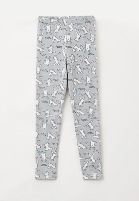 Леггинсы из трикотажа с принтом кролики на сером