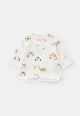 Рубашка летняя с длинными рукавами для малышей из муслина