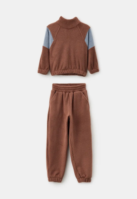 Костюм из флиса для девочек в голубом и коричневом цвете