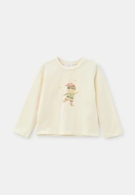 Лонгслив с принтом в молочном цвете для девочек
