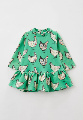 Платье для малышей из футера с принтом курочки