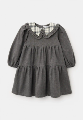 Платье Фалина из теплого хлопка в сером цвете