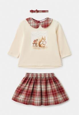 Комплект из лонгслива, юбки и повязки