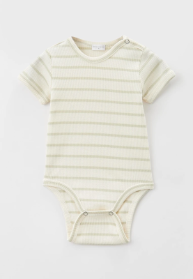 Боди в полоску с короткими рукавами из хлопка в рубчик 