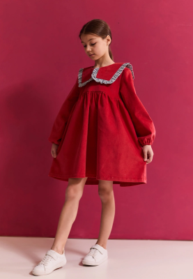 Платье Мона из микровельвета в красном цвете