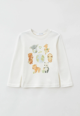 Лонгслив из хлопкового трикотажа и принтом в стиле эко