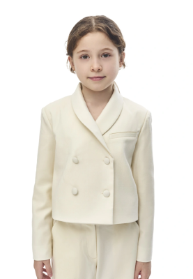 Жакет из костюмной ткани кремового цвета для девочек