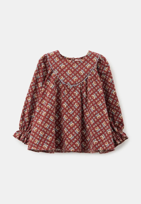 Блузка из теплого хлопка в бордовом цвете