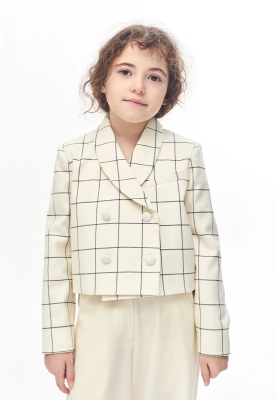 Жакет из костюмной ткани в клетку для девочек