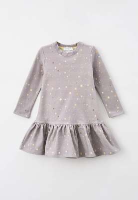 Платье с длинными рукавом из плотного трикотажа с принтом звездочки