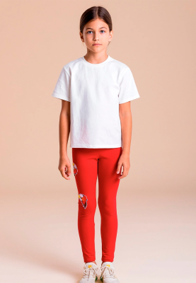 Леггинсы с птичками в красном цвете