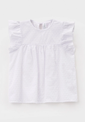 Блузка летняя с рукавами-крылышками из текстурного хлопка