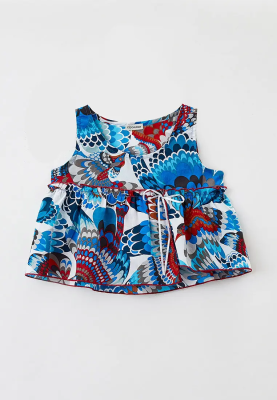 Блузка укороченная из тонкого цветного батиста