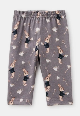 Леггинсы с кроликами в темно-пурпурном цвете