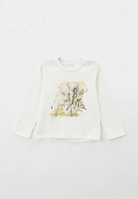 Лонгслив с рукавами реглан и печатным рисунком слон