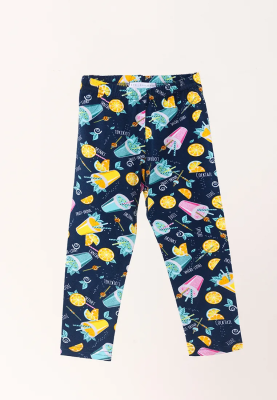 Леггинсы Лала для малышей с апельсинами и коктейлями в темно-синем цвете