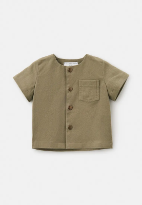 Рубашка с короткими рукавами на кнопках для малышей в цвете хаки