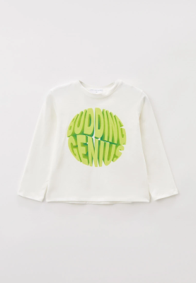 Лонгслив молочный с яркой надписью в салатовом цвете