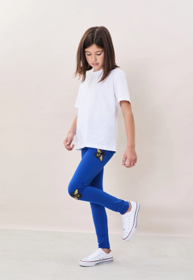 Леггинсы с пчелками в синем цвете