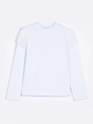 Лонгслив школьный белый с кружевом