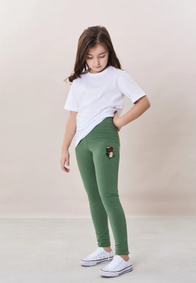 Леггинсы с цветком в зеленом цвете