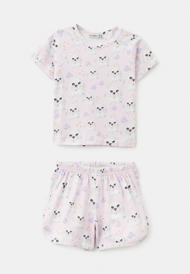 Пижама с шортыми из тонкого трикотажа с принтом собачки