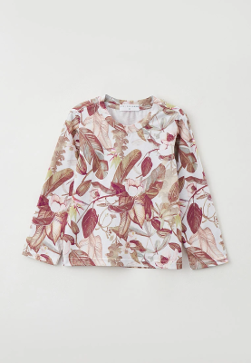 Лонгслив из трикотажа с принто растения в винтажном стиле 