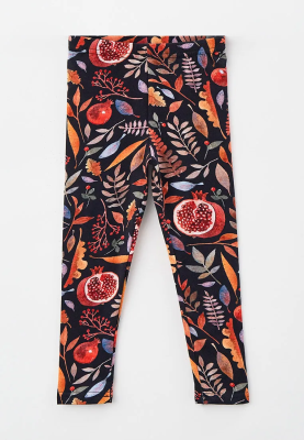 Леггинсы с гранатом и цветами в черном окрасе