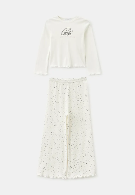 Пижама для девочек молочного цвета