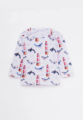 Лонгслив для малышей из хлопка с принтом киты