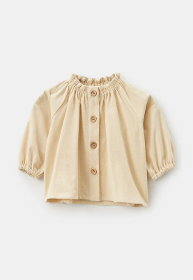 Блузка из теплого хлопка в молочном цвете 