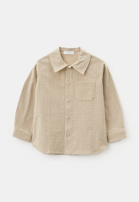 Рубашка из теплого хлопка в серо-бежевом цвете