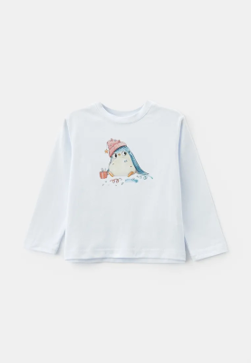 Лонгслив с принтом в белом цвете для девочек