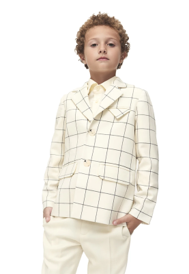 Пиджак в клетку молочного цвета для мальчиков