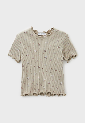 Футболка из хлопкового трикотажа в рубчик 