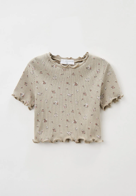 Футболка укороченная из ткани в рубчик