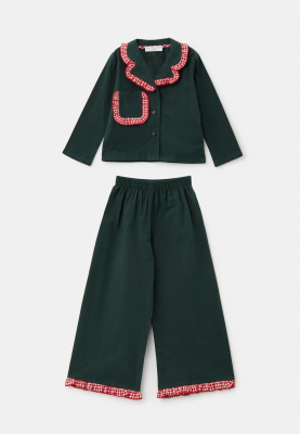 Пижама Йоджи из теплого хлопка в темно-зеленом цвете