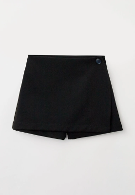 Юбка-шорты из костюмной ткани в черном цвете