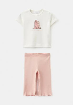 Комплект из футболки Мейсон и брюк Юми в молочном цвете
