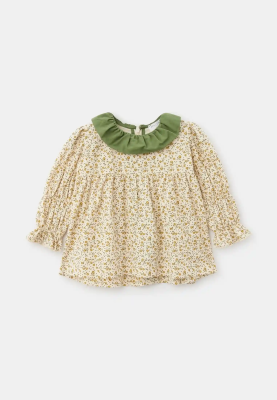 Платье Джису из теплого хлопка в молочном цвете