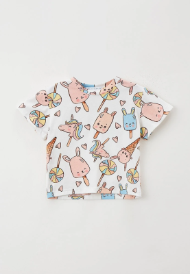 Футболка из тонкого трикотажа с летним принтом