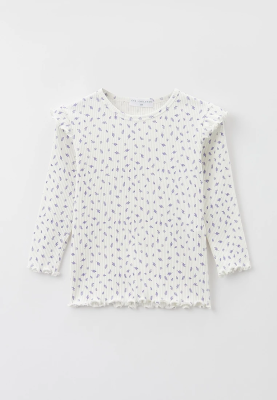 Лонгслив с крылышками из трикотажа в рубчик