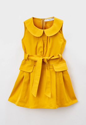 Платье короткое с круглым воротником и поясом