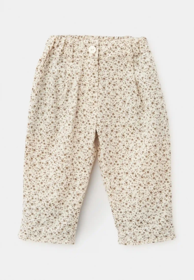 Брюки Букля из теплого хлопка в молочном цвете